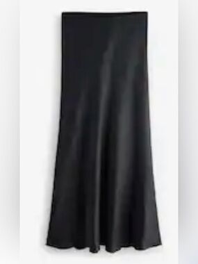 Sleek Black Satin Maxi Slip Skirt
